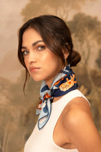 Cargar imagen en el visor de la galería, Pañoleta Jardín de Orquídeas Azul 55X55